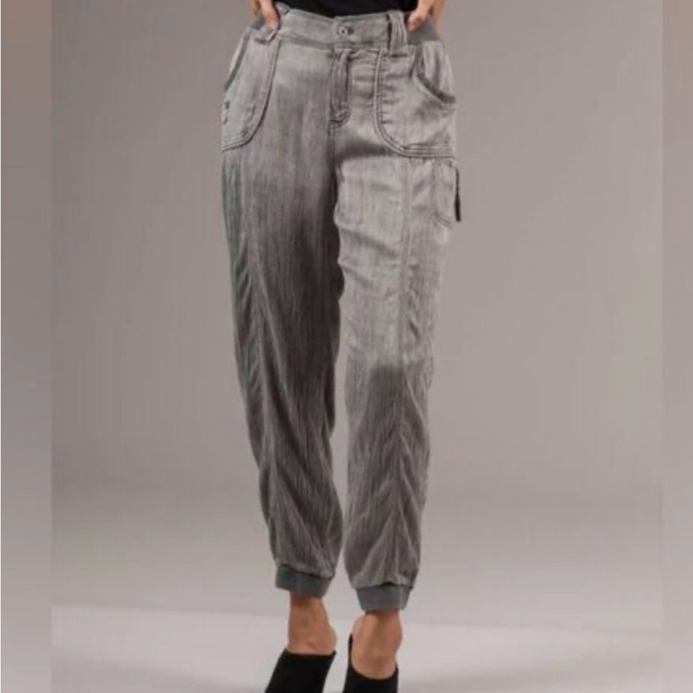 Marrakech Tar Crinkle Cupro Lux Granite Jogger Green Cargo Pants, Sz M, NWOT